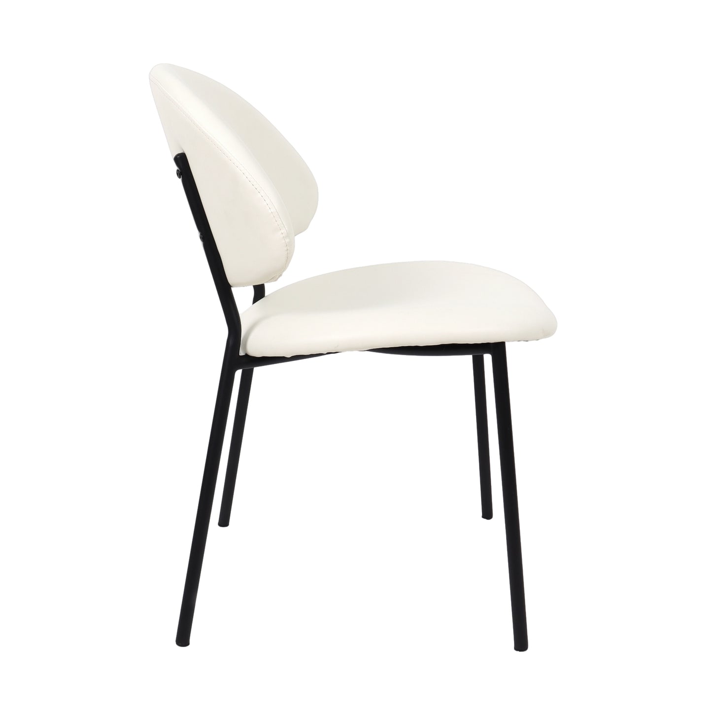 Haven Contemporary Modern Metal Vegan Leather Side Chair in Ivory - Set of 4 DC1536-3