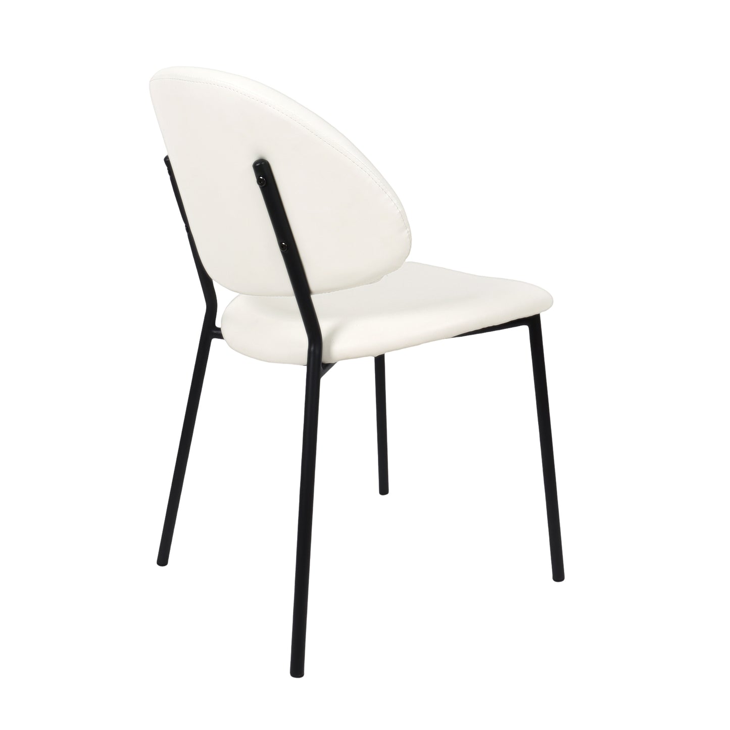 Haven Contemporary Modern Metal Vegan Leather Side Chair in Ivory - Set of 4 DC1536-3