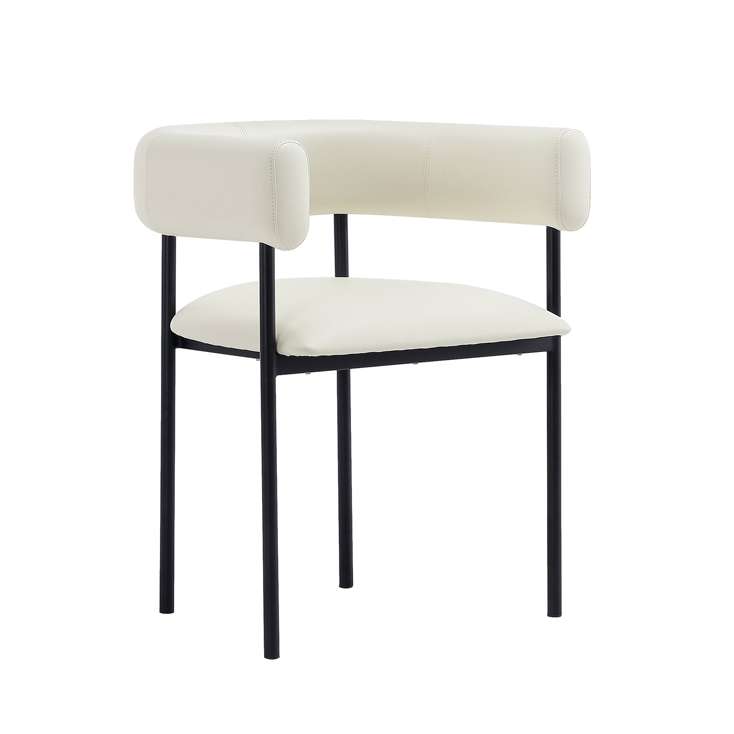 Onda Contemporary Metal Vegan Leather Dining Chair in Ivory DC1608-1