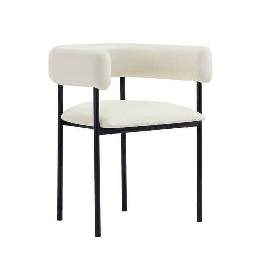 Onda Contemporary Metal Vegan Leather Dining Chair in Ivory DC1608-1