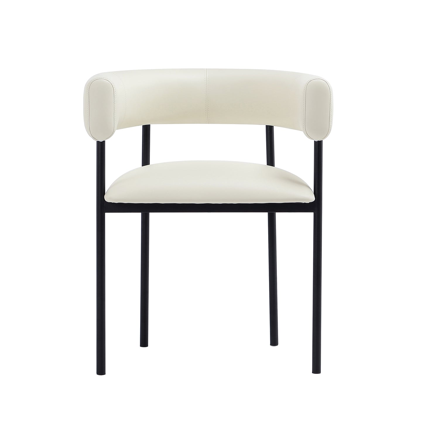 Onda Contemporary Metal Vegan Leather Dining Chair in Ivory DC1608-1