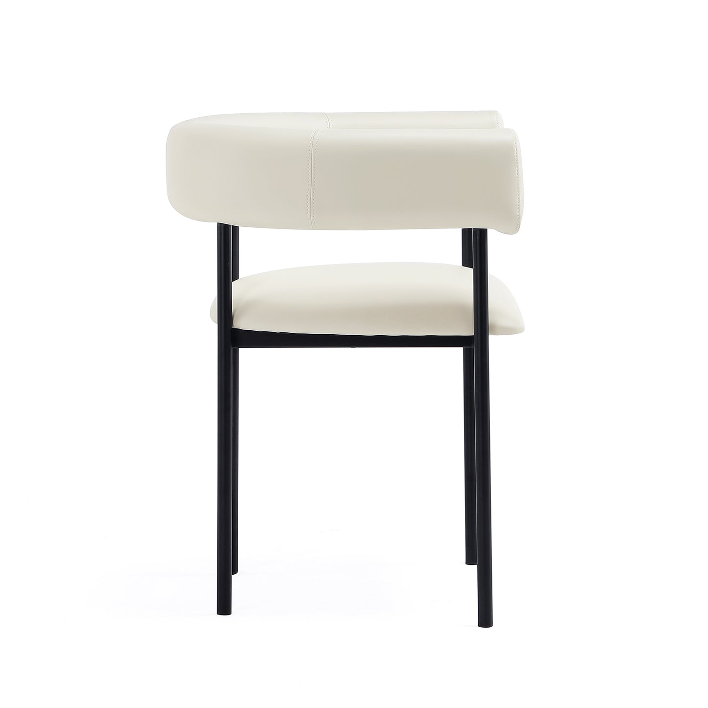 Onda Contemporary Metal Vegan Leather Dining Chair in Ivory DC1608-1