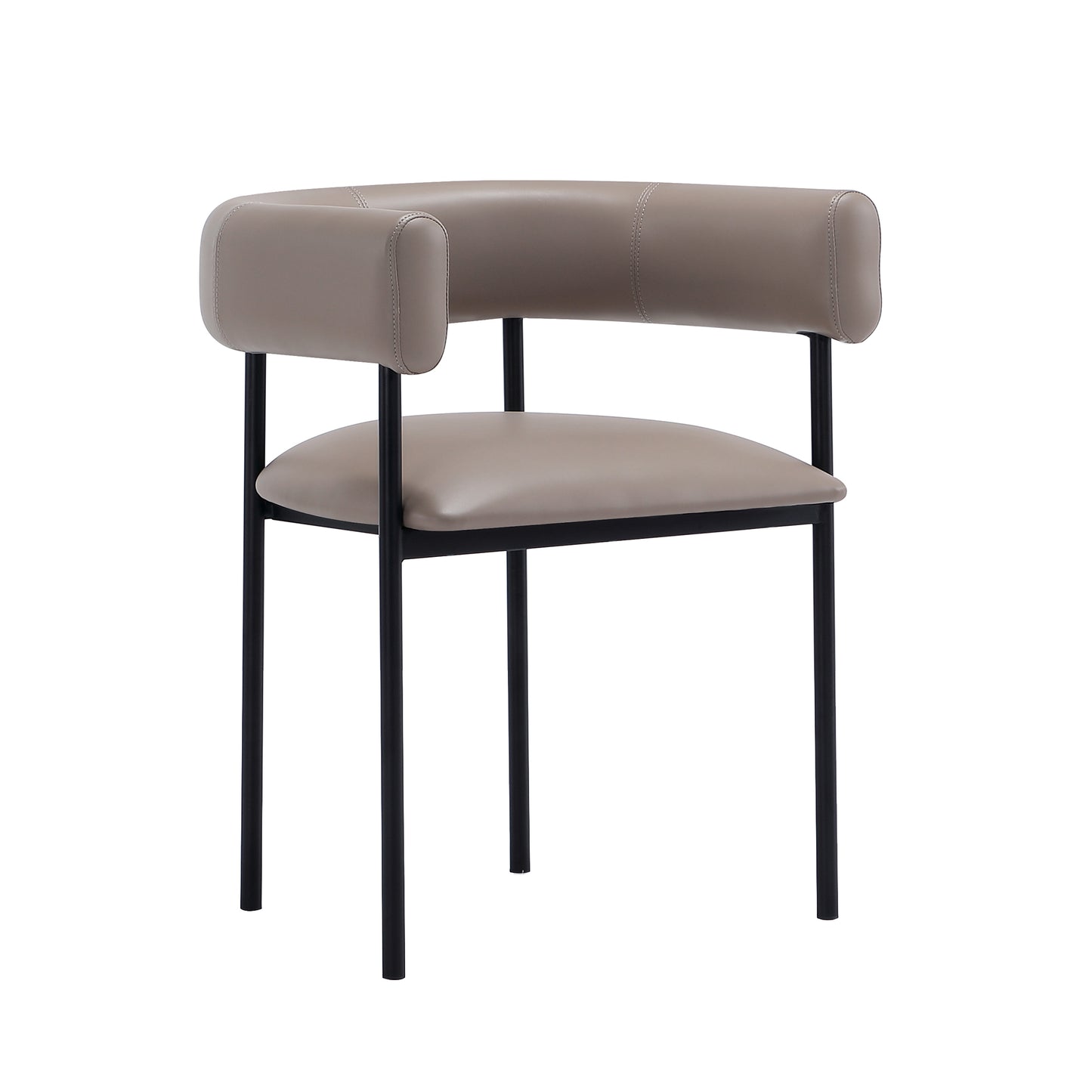 Onda Contemporary Metal Vegan Leather Dining Chair in Taupe DC1608-2