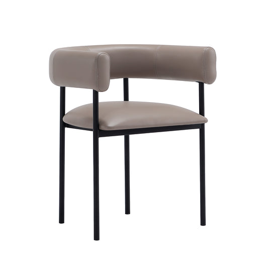 Onda Contemporary Metal Vegan Leather Dining Chair in Taupe DC1608-2
