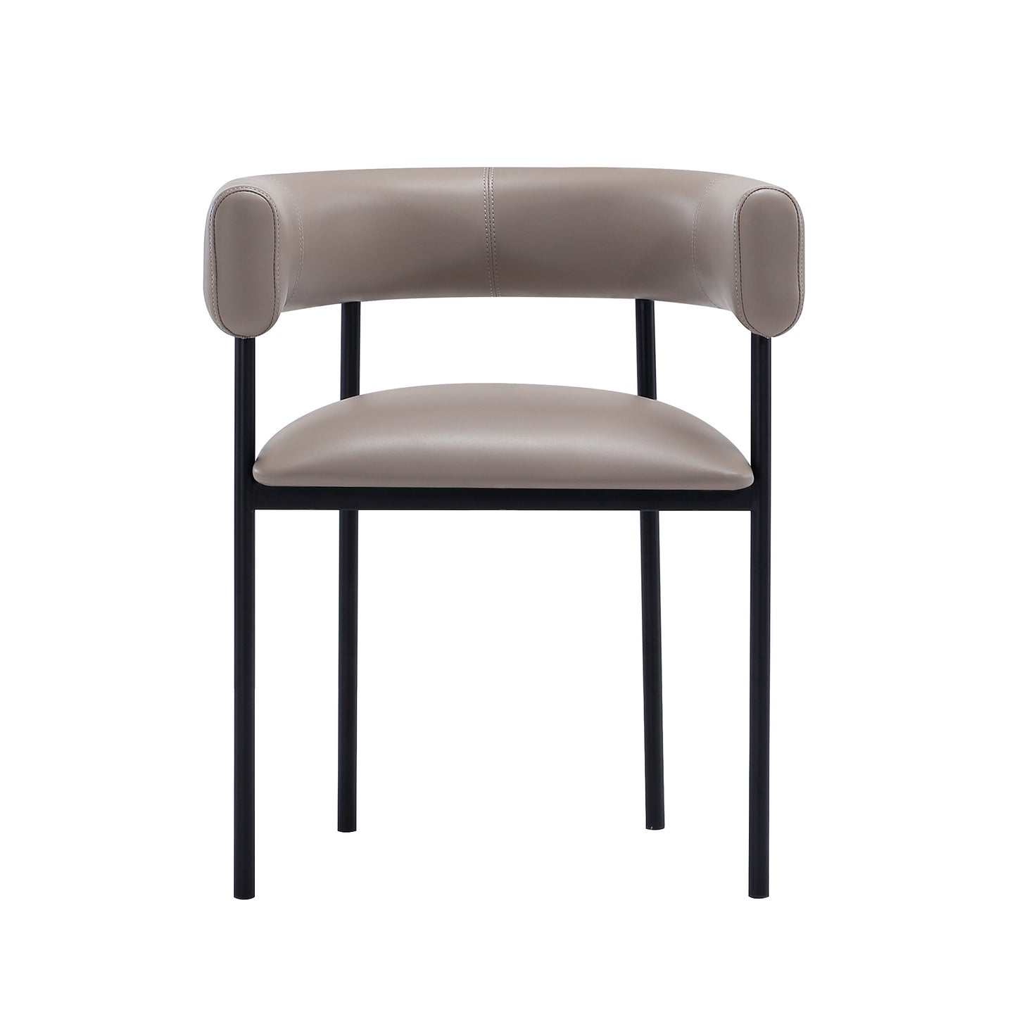 Onda Contemporary Metal Vegan Leather Dining Chair in Taupe DC1608-2