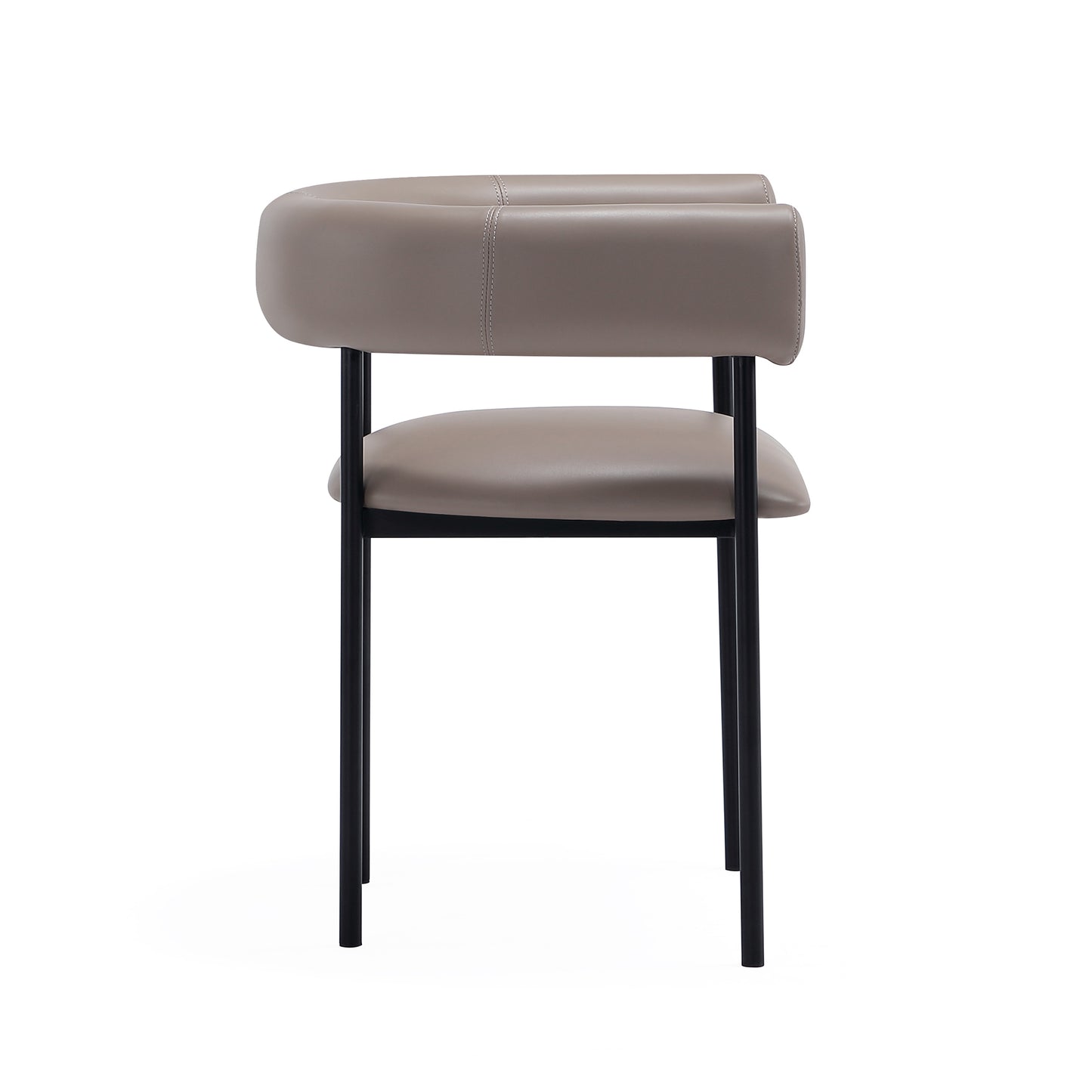 Onda Contemporary Metal Vegan Leather Dining Chair in Taupe DC1608-2