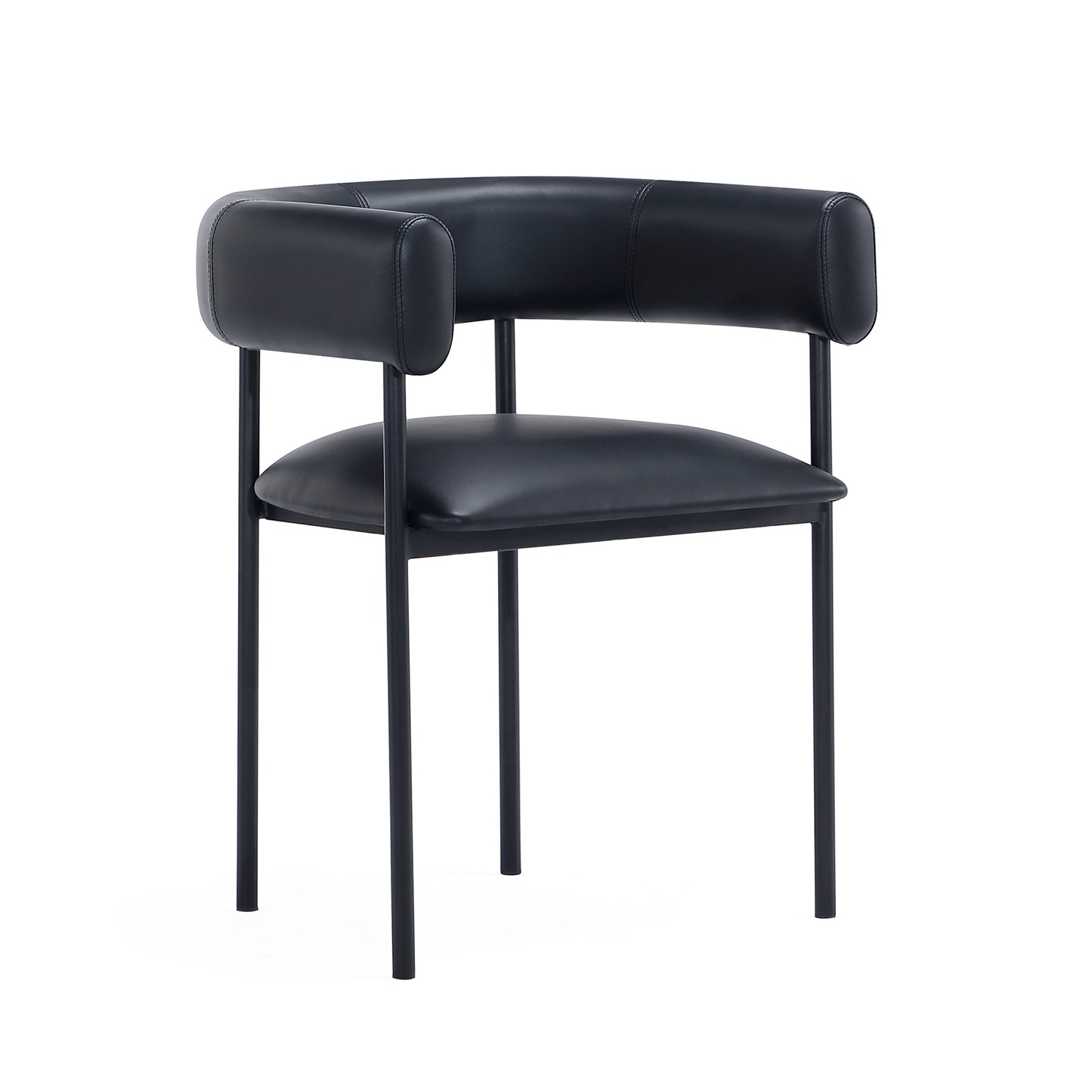 Onda Contemporary Metal Vegan Leather Dining Chair in Black DC1608-3