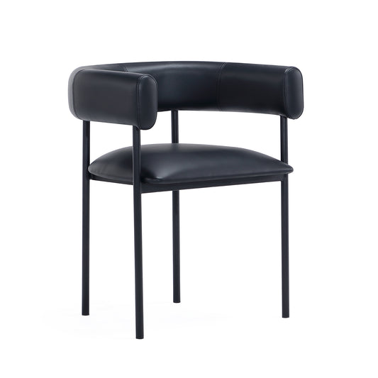 Onda Contemporary Metal Vegan Leather Dining Chair in Black DC1608-3