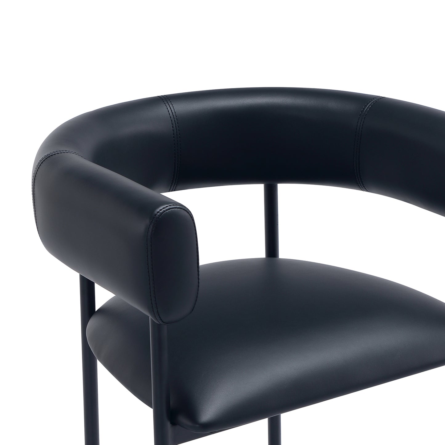 Onda Contemporary Metal Vegan Leather Dining Chair in Black DC1608-3