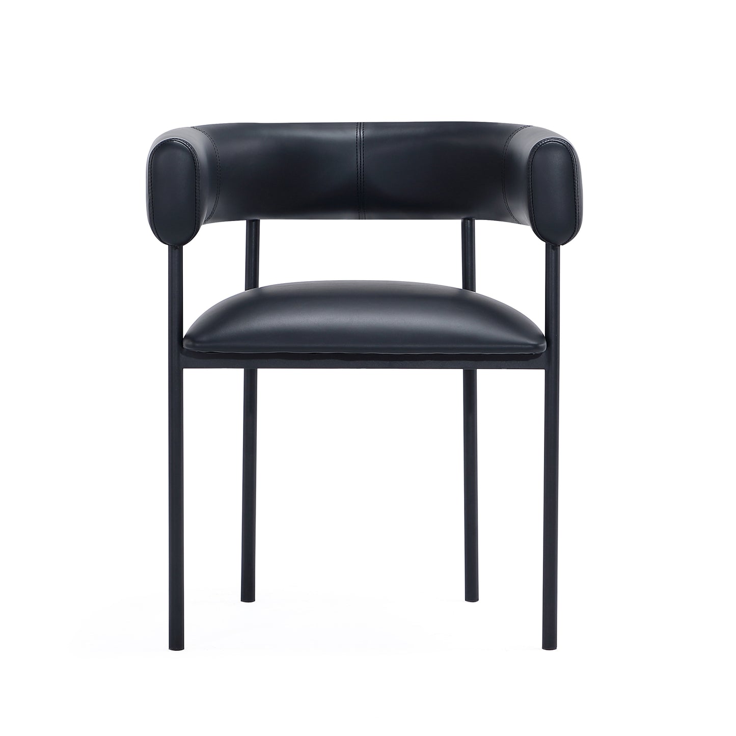 Onda Contemporary Metal Vegan Leather Dining Chair in Black DC1608-3