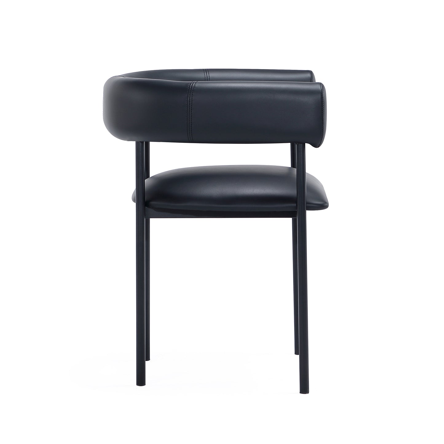 Onda Contemporary Metal Vegan Leather Dining Chair in Black DC1608-3