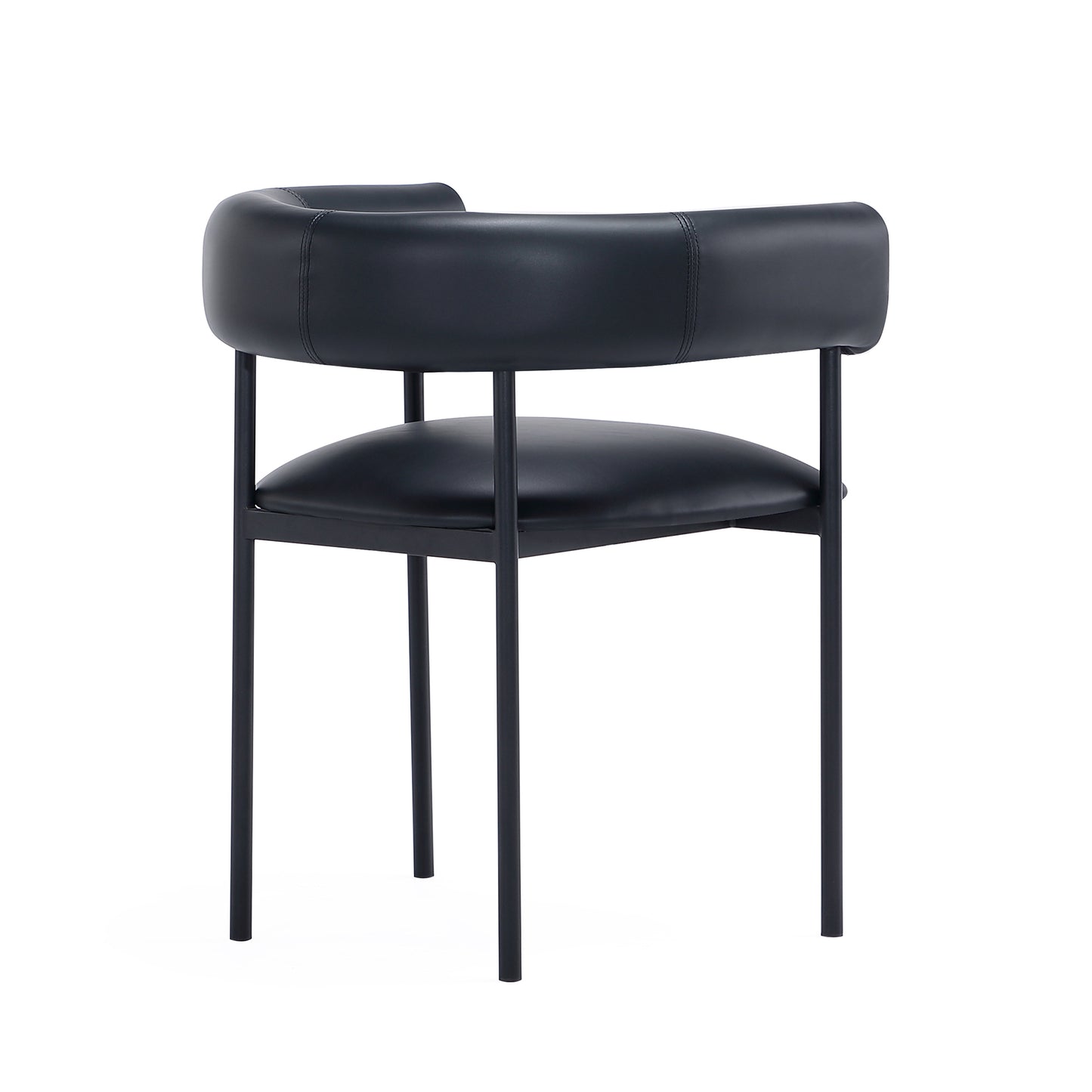 Onda Contemporary Metal Vegan Leather Dining Chair in Black DC1608-3