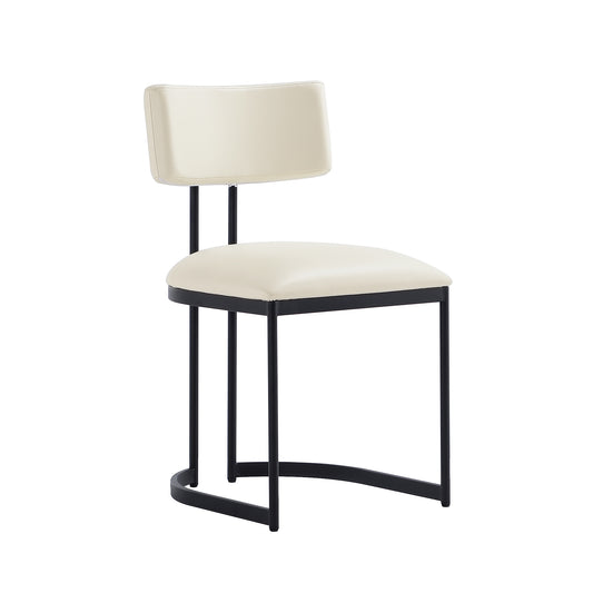 Juno Contemporary Modern Metal Vegan Leather Side Chair in Cream DC1609-1