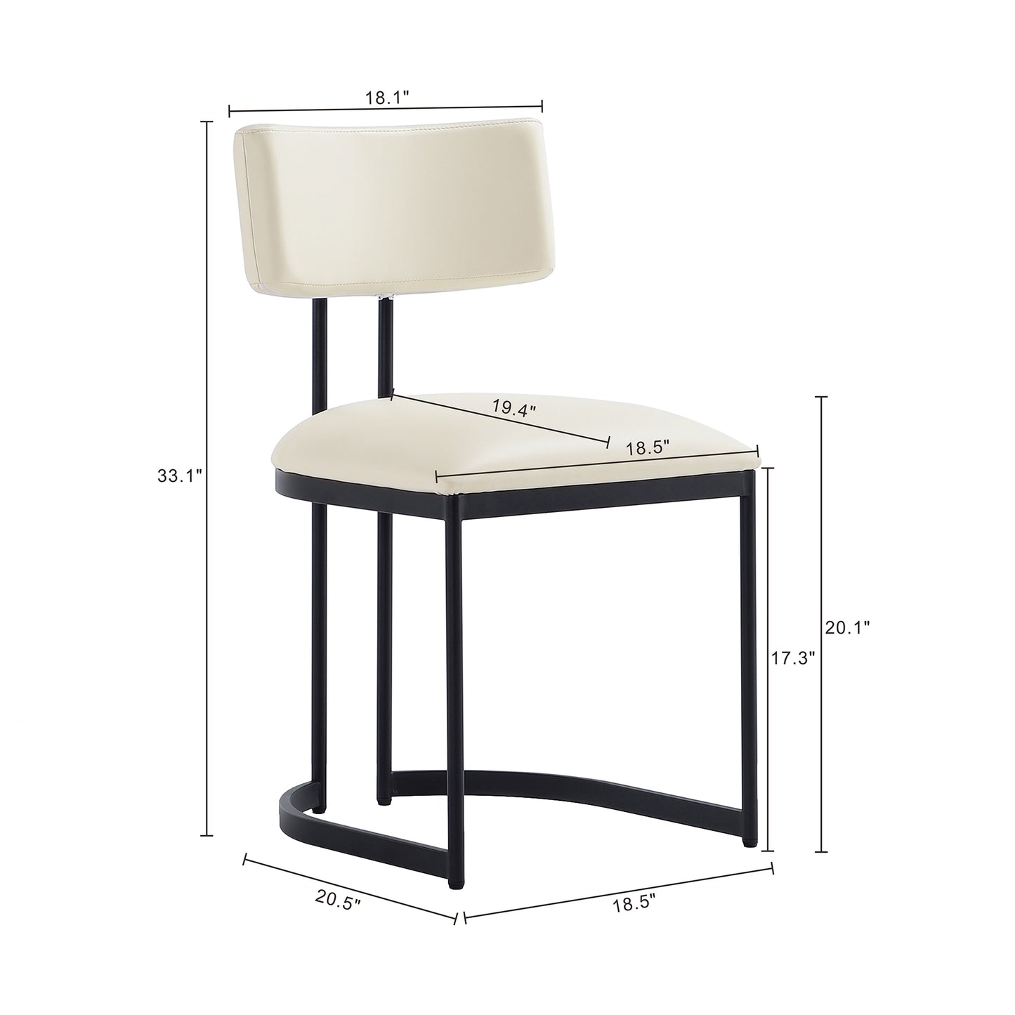 Juno Contemporary Modern Metal Vegan Leather Side Chair in Cream DC1609-1