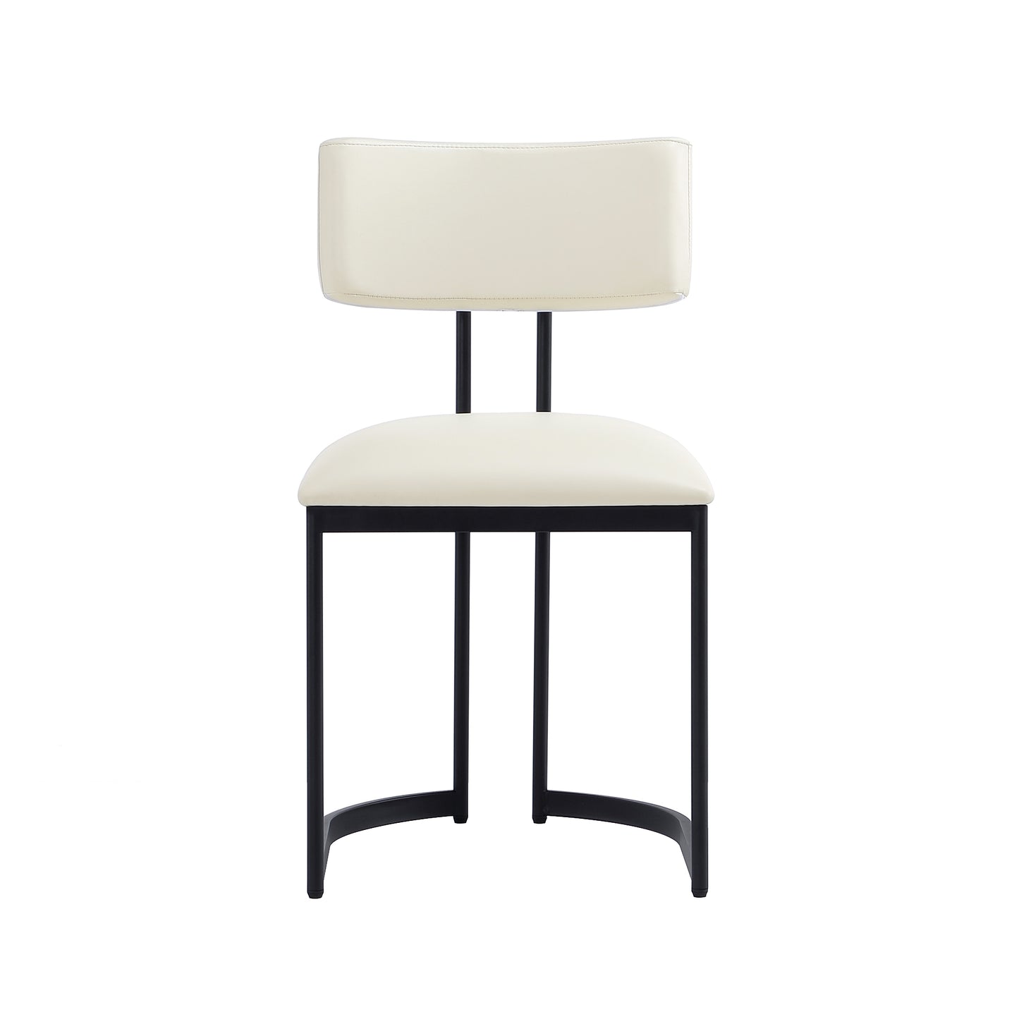 Juno Contemporary Modern Metal Vegan Leather Side Chair in Cream DC1609-1