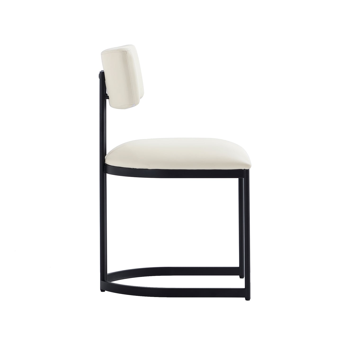 Juno Contemporary Modern Metal Vegan Leather Side Chair in Cream DC1609-1