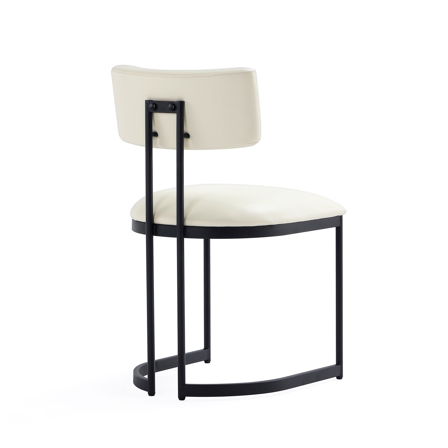 Juno Contemporary Modern Metal Vegan Leather Side Chair in Cream DC1609-1