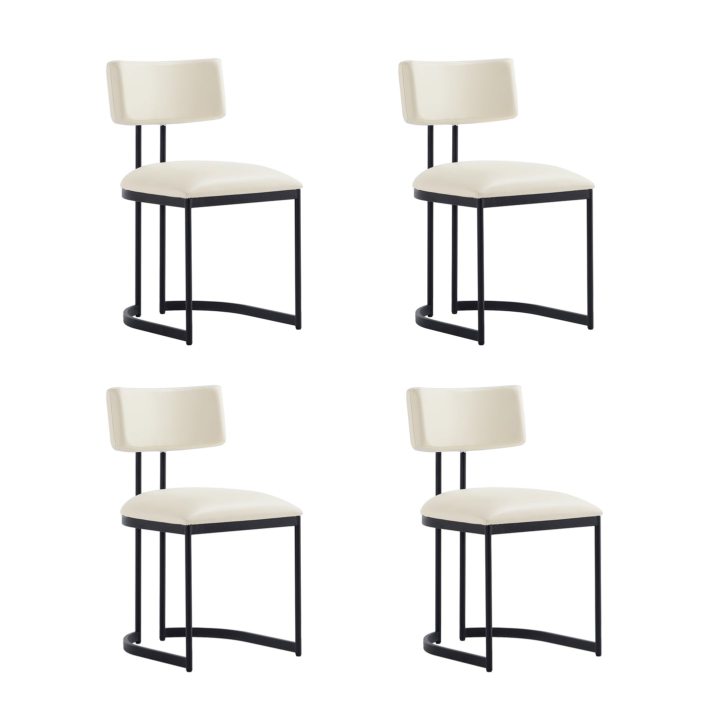 Juno Contemporary Modern Metal Vegan Leather Side Chair in Cream DC1609-1
