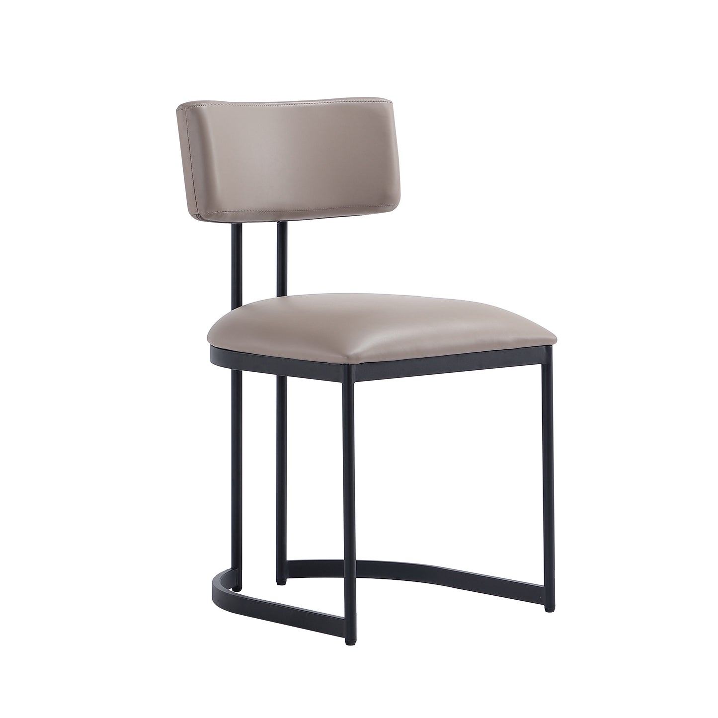 Juno Contemporary Modern Metal Vegan Leather Side Chair in Taupe DC1609-2