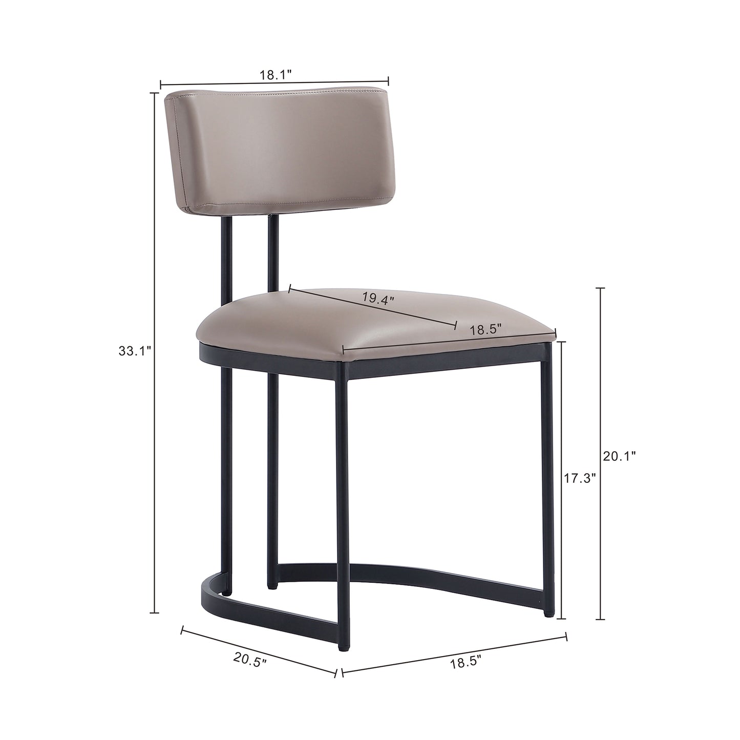 Juno Contemporary Modern Metal Vegan Leather Side Chair in Taupe DC1609-2