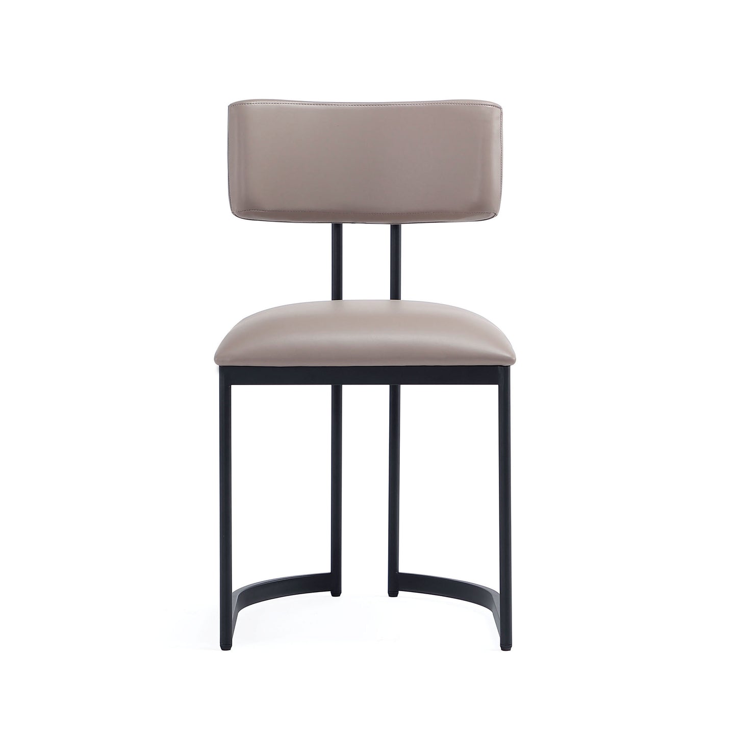 Juno Contemporary Modern Metal Vegan Leather Side Chair in Taupe DC1609-2