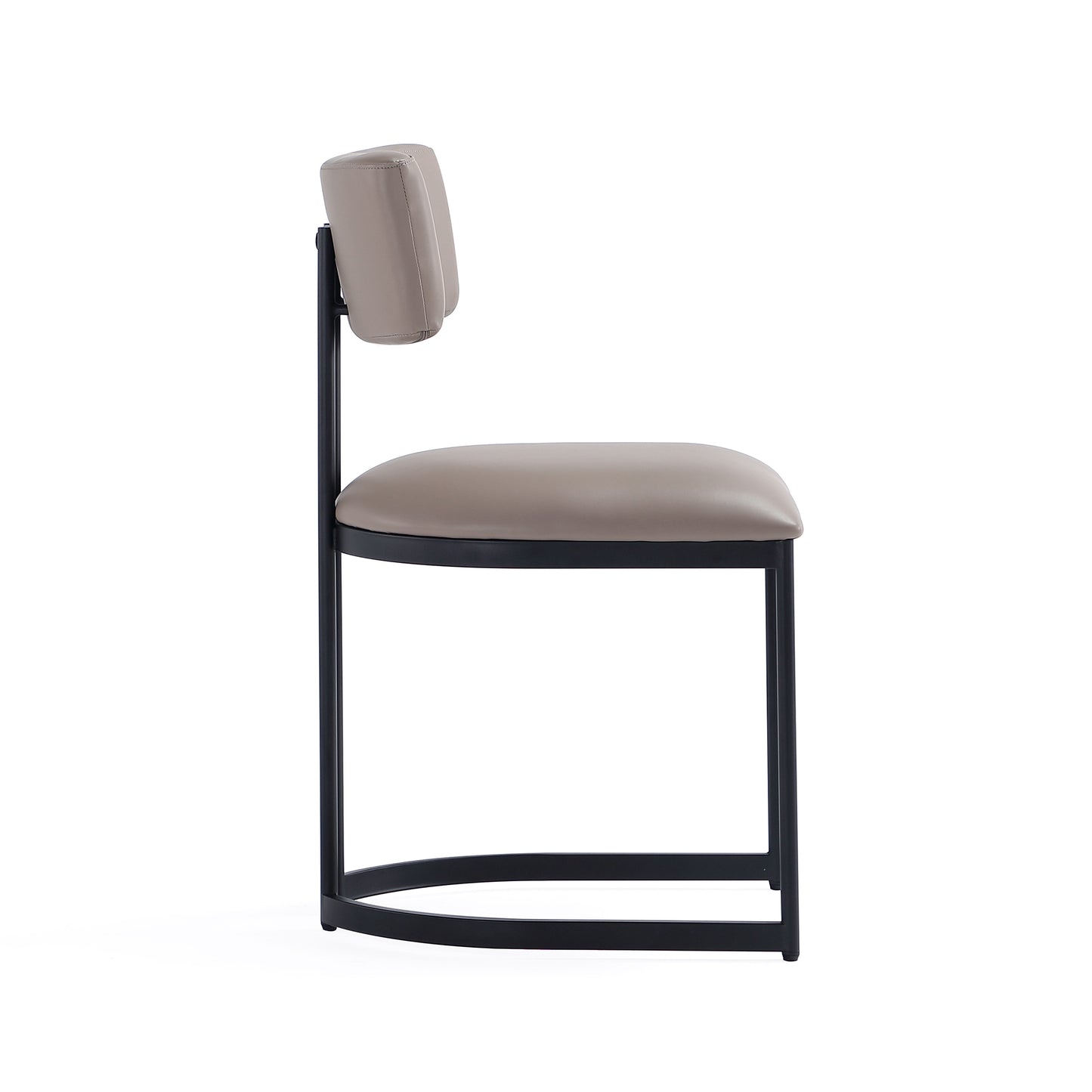 Juno Contemporary Modern Metal Vegan Leather Side Chair in Taupe DC1609-2