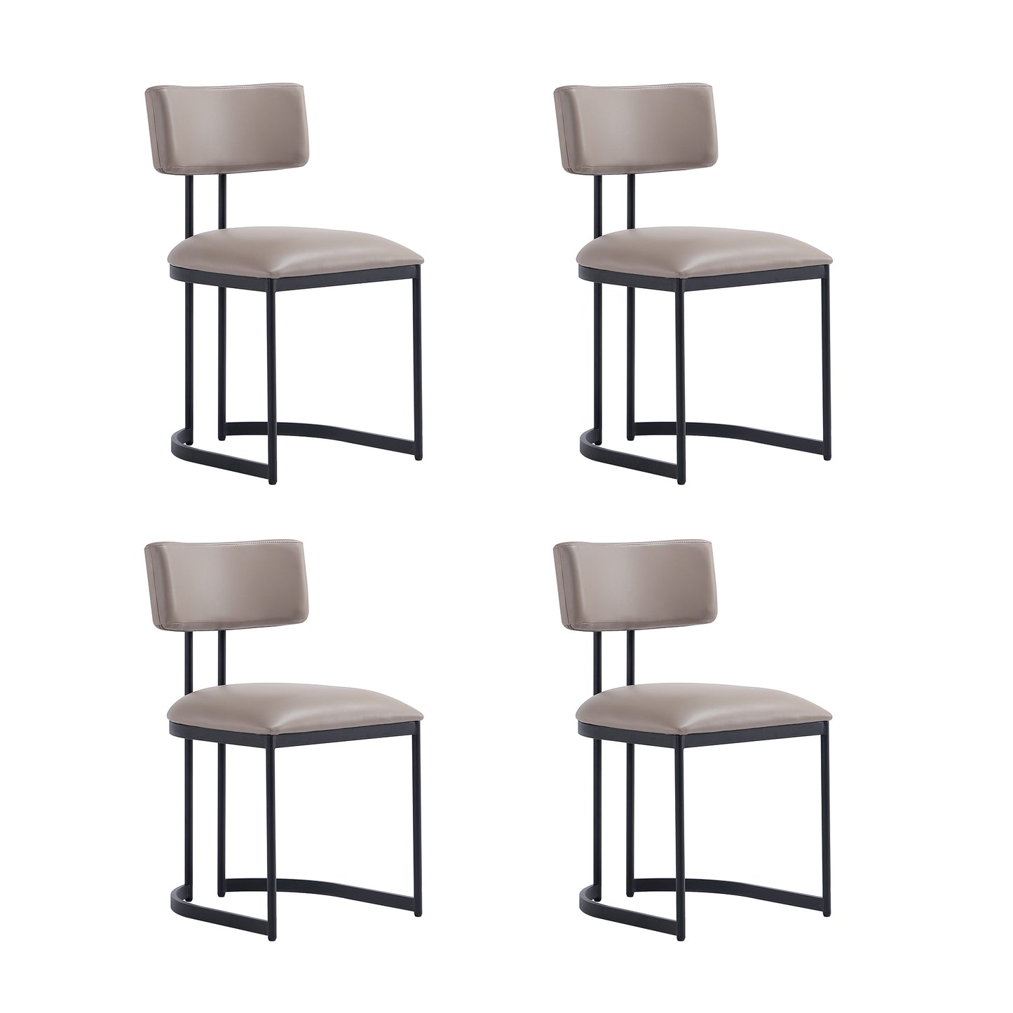 Juno Contemporary Modern Metal Vegan Leather Side Chair in Taupe DC1609-2