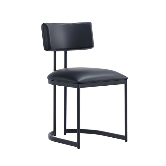Juno Contemporary Modern Metal Vegan Leather Side Chair in Black DC1609-3