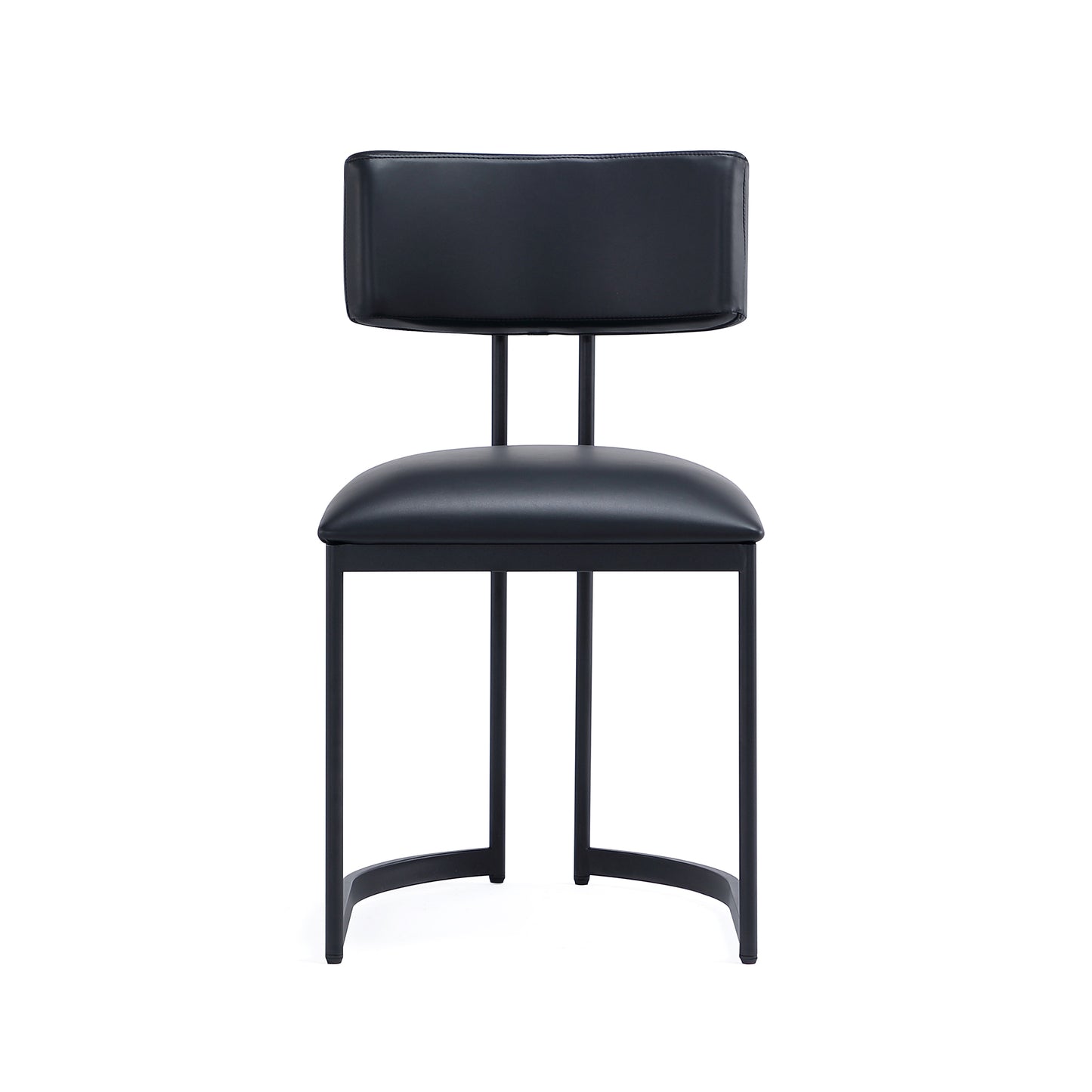 Juno Contemporary Modern Metal Vegan Leather Side Chair in Black DC1609-3