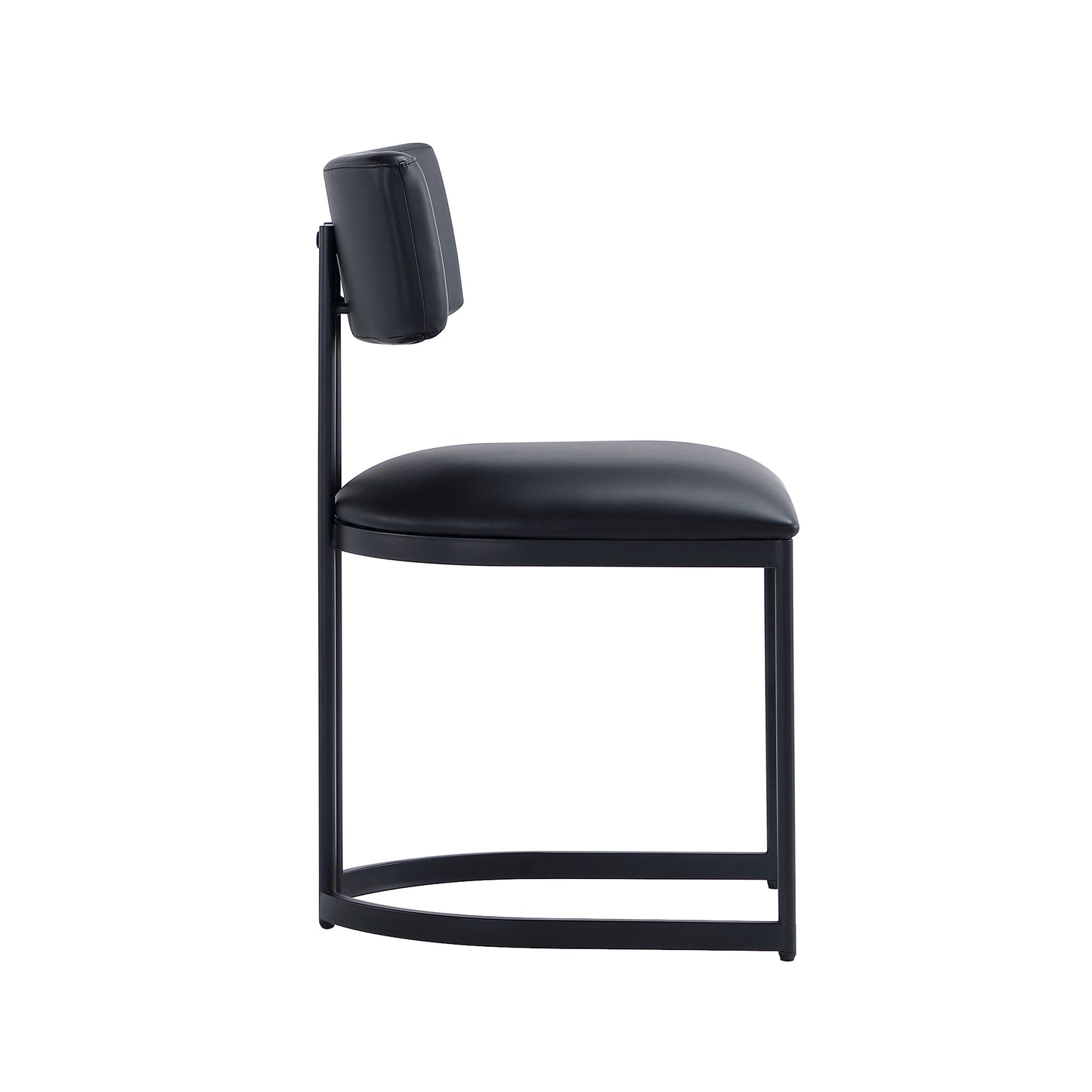 Juno Contemporary Modern Metal Vegan Leather Side Chair in Black DC1609-3