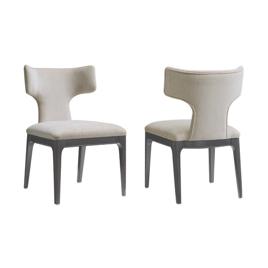 Eloria Mid-Century Modern Wood Chenille Side Chair in Taupe - Set of 2 DC1622-2