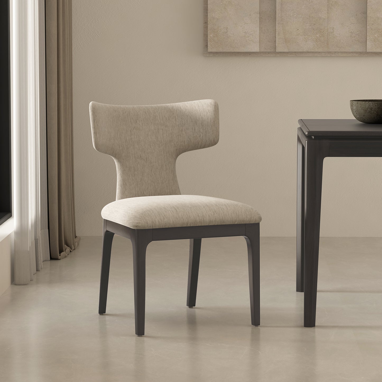Eloria Mid-Century Modern Wood Chenille Side Chair in Taupe - Set of 2 DC1622-2
