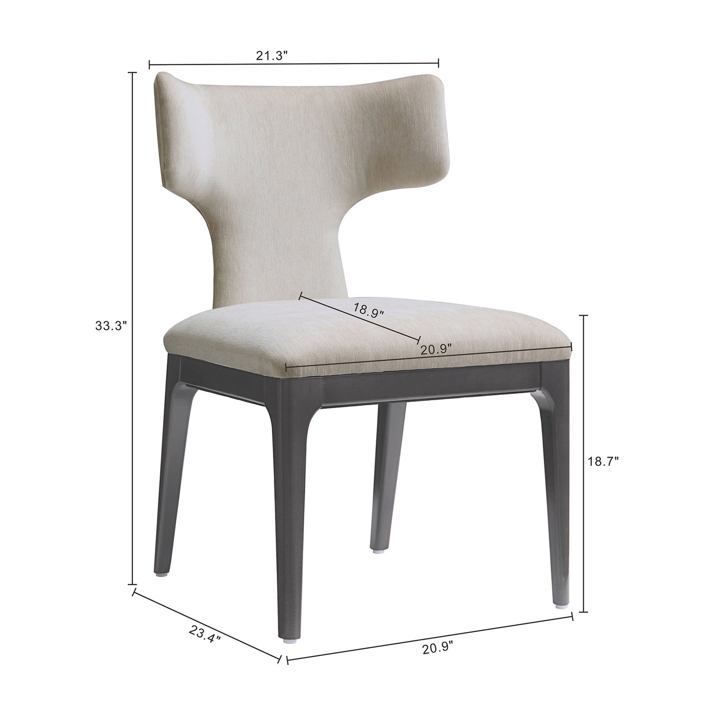 Eloria Mid-Century Modern Wood Chenille Side Chair in Taupe - Set of 2 DC1622-2