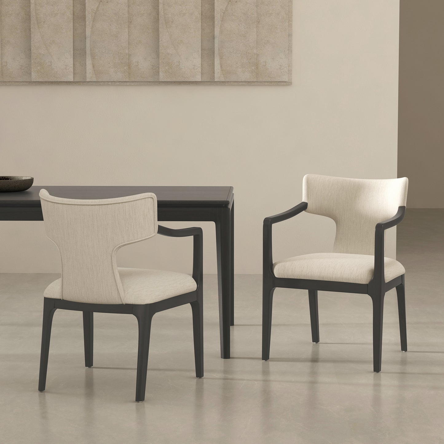 Eloria Mid-Century Modern Wood Chenille Armchair in Cream DC1623-1