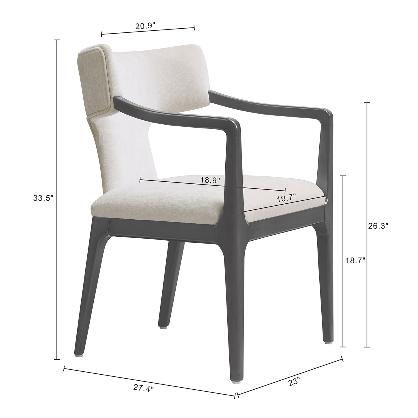 Eloria Mid-Century Modern Wood Chenille Armchair in Cream DC1623-1