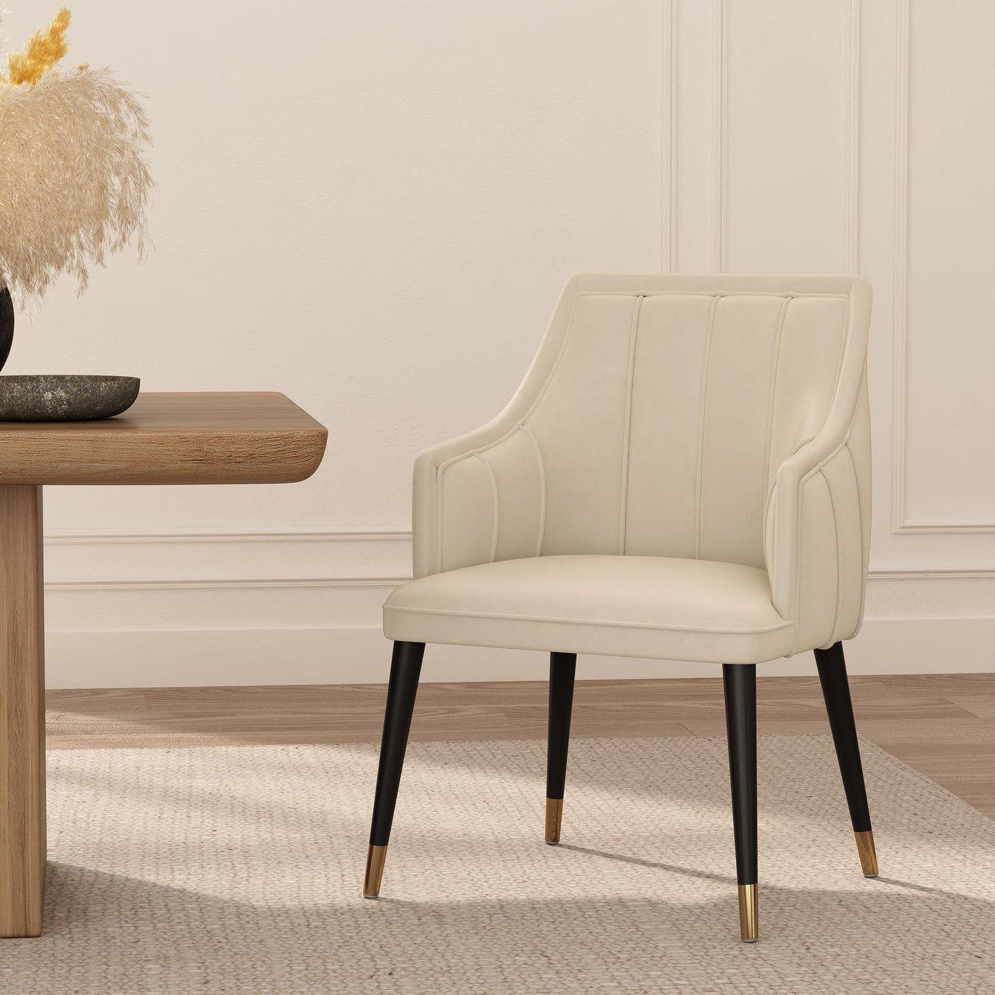 Eda Modern Wood  Armchair in Cream DC1677-1