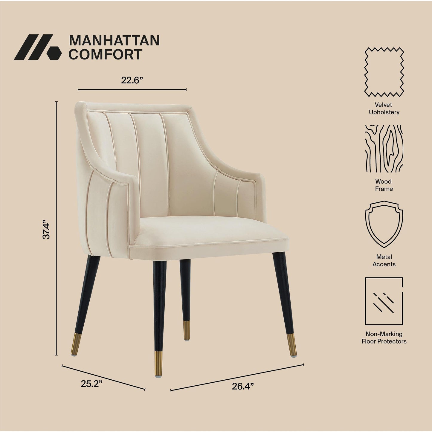 Eda Modern Wood  Armchair in Cream DC1677-1