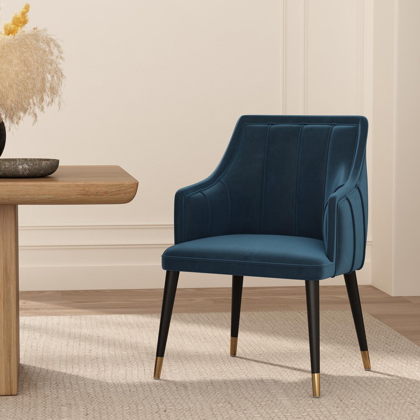 Eda Modern Wood Armchair in Midnight Blue DC1677-2