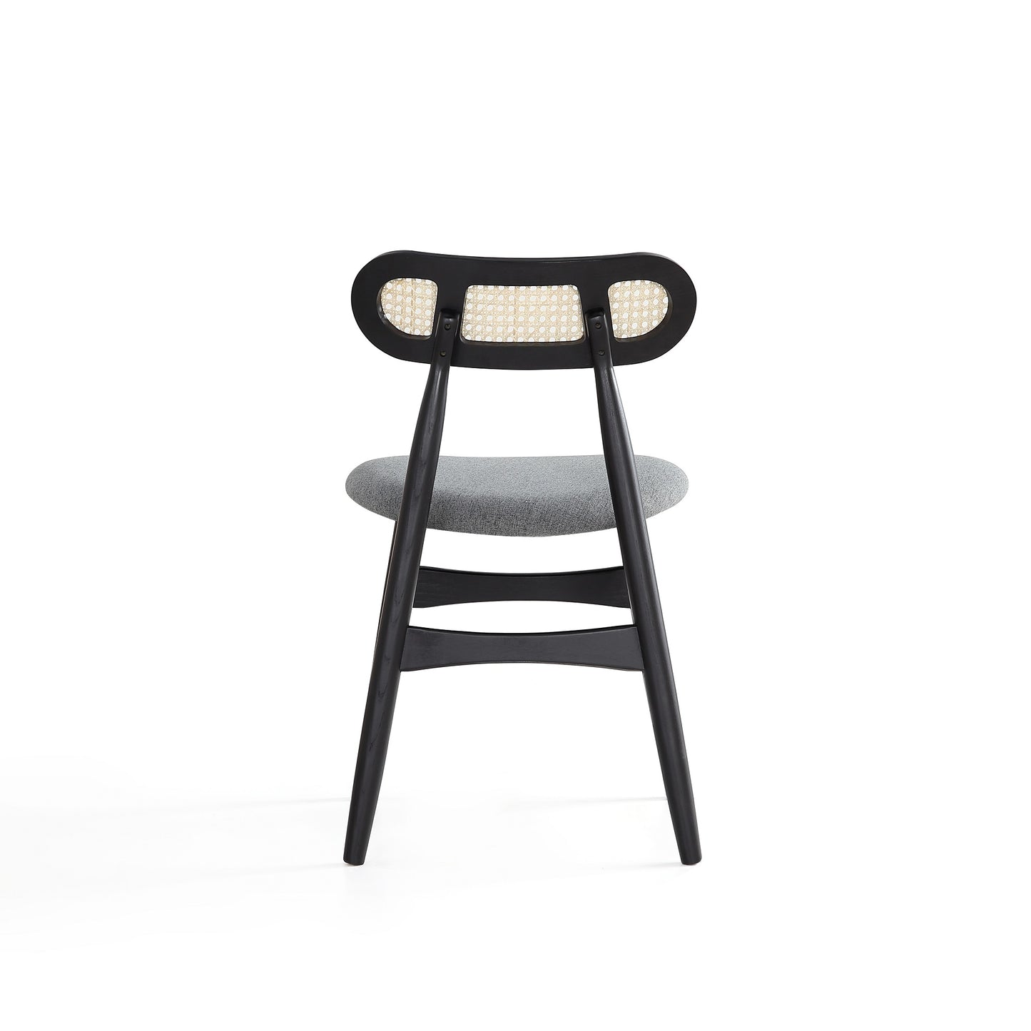 Manhattan Comfort Colbert Dining Chair in Black and Cane with Grey Upholstered Seating - Set of 2 DCCA02-GY