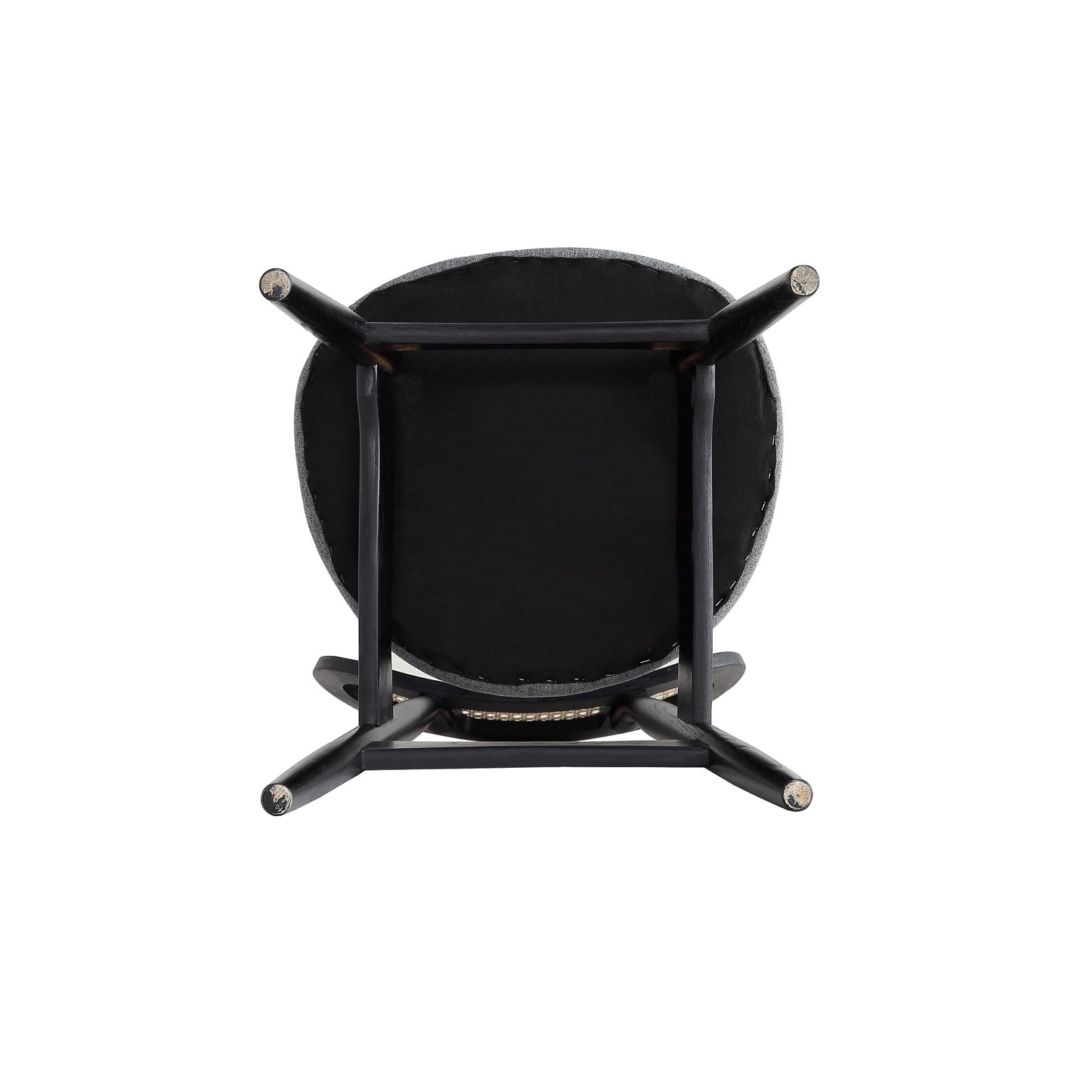Manhattan Comfort Colbert Dining Chair in Black and Cane with Grey Upholstered Seating - Set of 2 DCCA02-GY