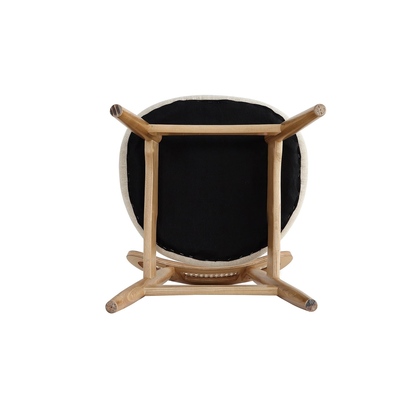 Manhattan Comfort Colbert Dining Chair in Nature and Cane with Oatmeal Upholstered Seating - Set of 2 DCCA02-OM