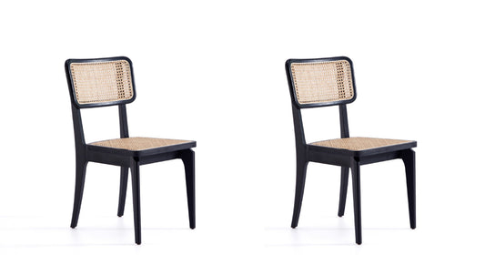 Giverny Industry Chic Wood Dining Chair in Black and Natural - Set of 2 DCCA04-BK
