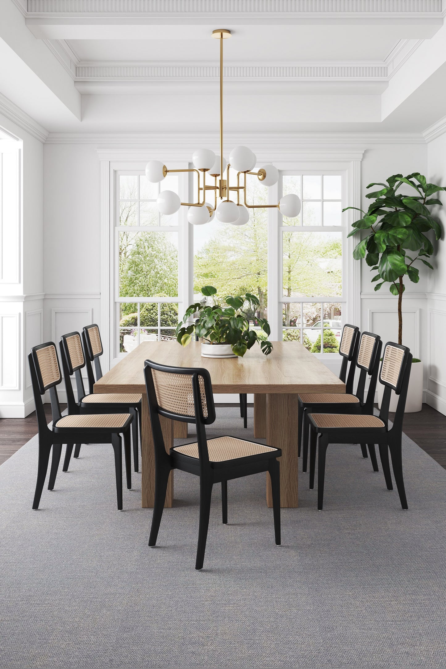 Giverny Industry Chic Wood Dining Chair in Black and Natural - Set of 2 DCCA04-BK