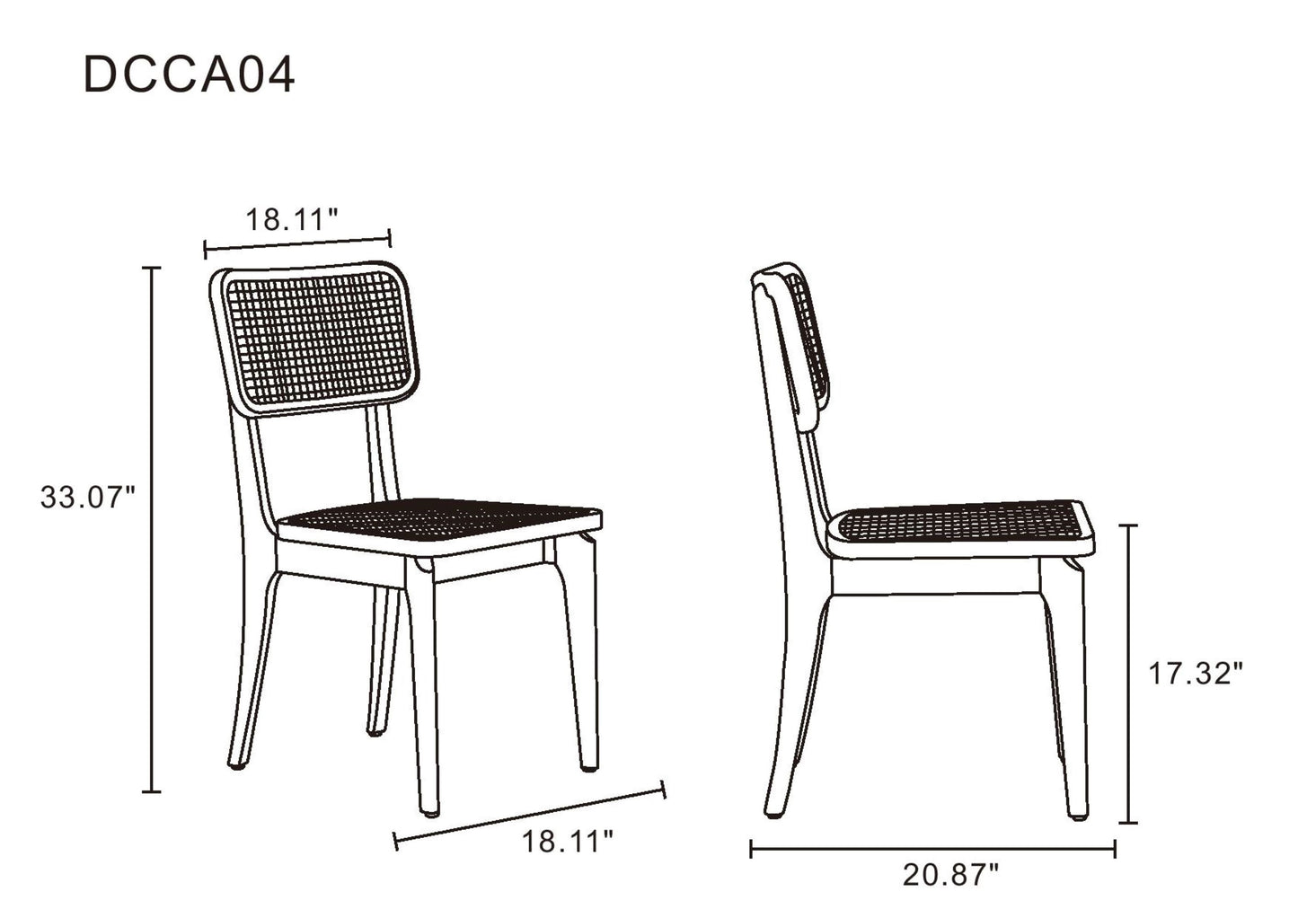 Giverny Industry Chic Wood Dining Chair in Natural - Set of 2 DCCA04-NA