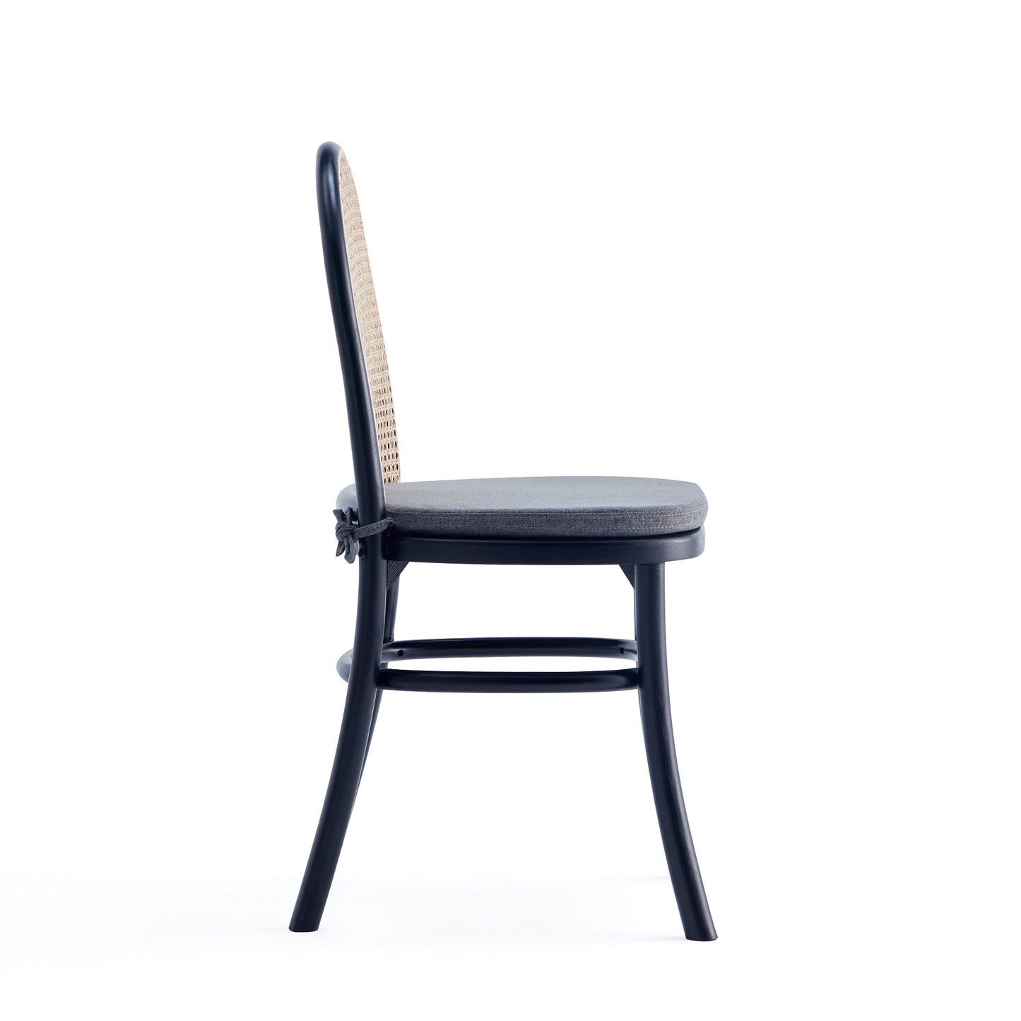 Paragon Industry Chic Cane Back Wood Upholstered Dining Chair in Black and Gray - Set of 2 DCCA05-GY