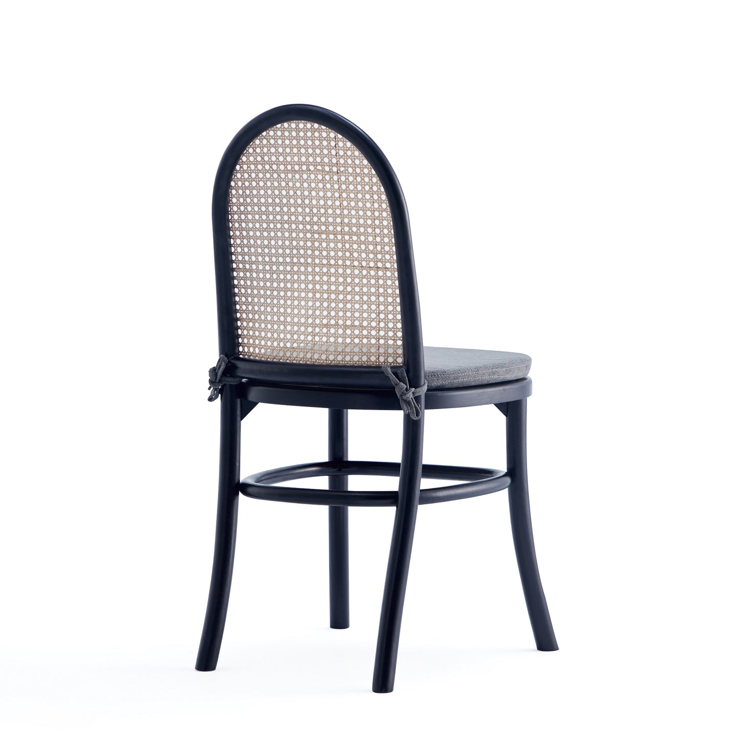 Paragon Industry Chic Cane Back Wood Upholstered Dining Chair in Black and Gray - Set of 2 DCCA05-GY