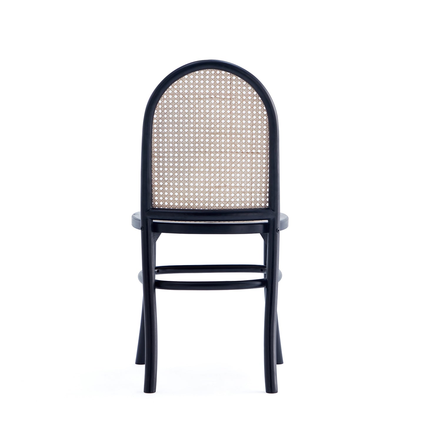 Paragon Industry Chic Cane Back Wood Upholstered Dining Chair in Black and Gray - Set of 2 DCCA05-GY