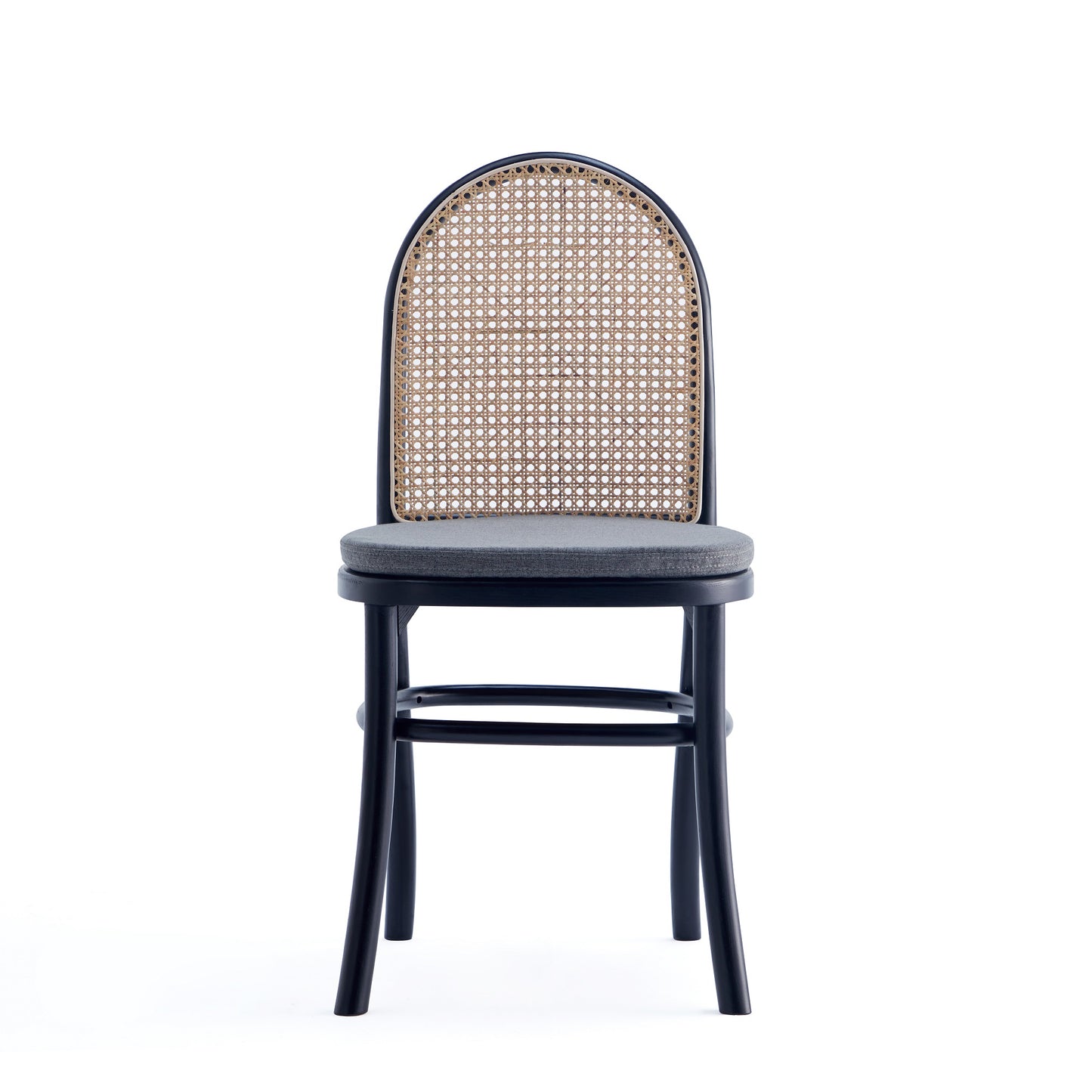 Paragon Industry Chic Cane Back Wood Upholstered Dining Chair in Black and Gray - Set of 2 DCCA05-GY