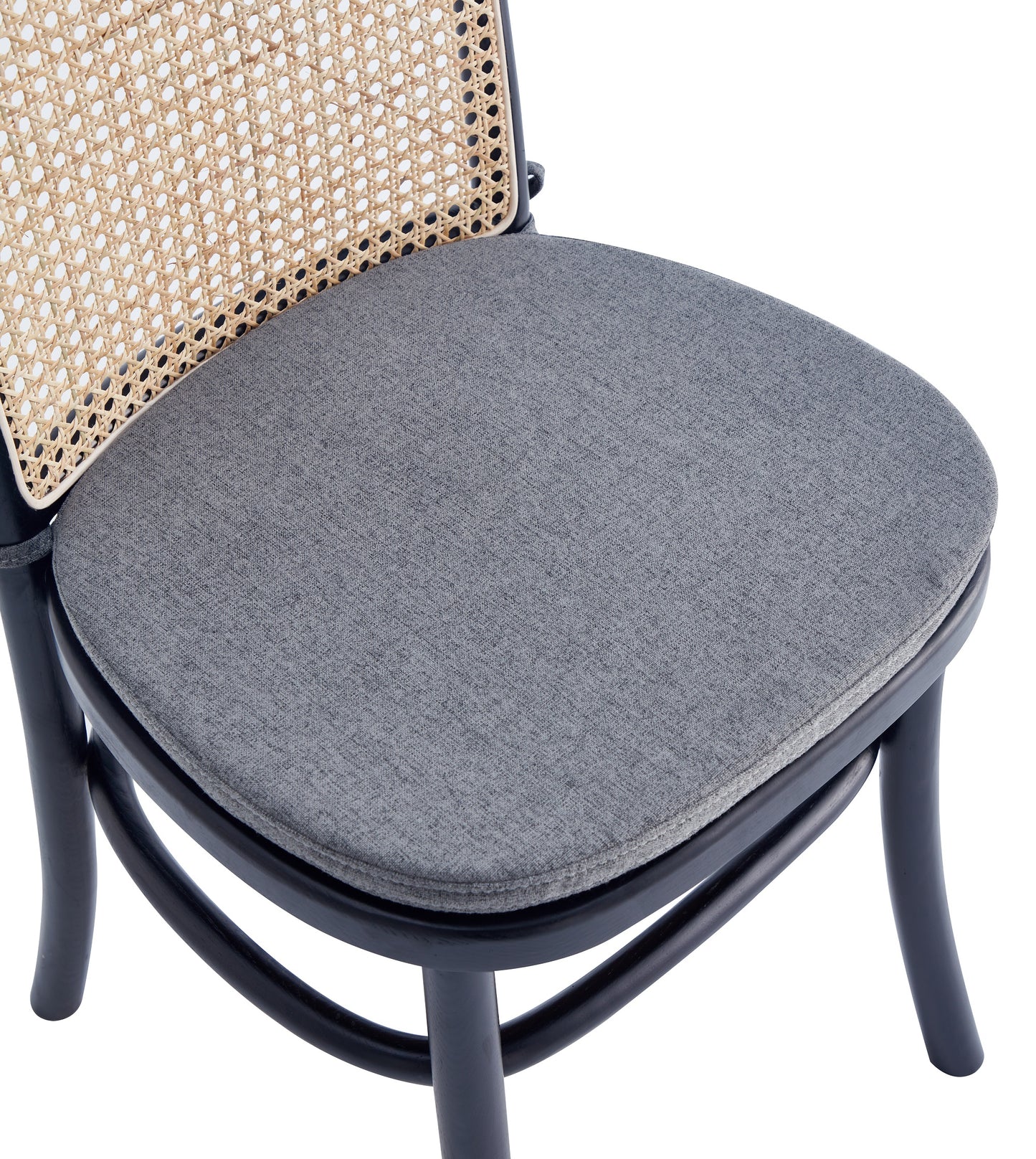 Paragon Industry Chic Cane Back Wood Upholstered Dining Chair in Black and Gray - Set of 2 DCCA05-GY