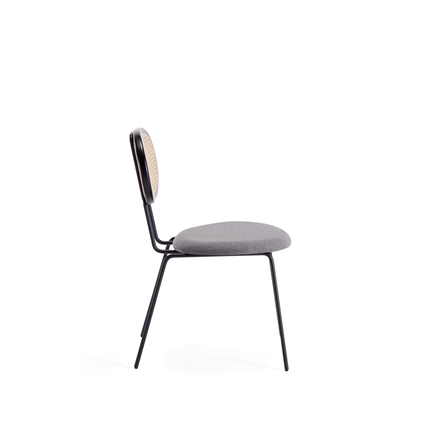 Jardin Industry Chic Cane Back Upholstered Dining Chair in Black and Gray - Set of 2 DCCA06-GY